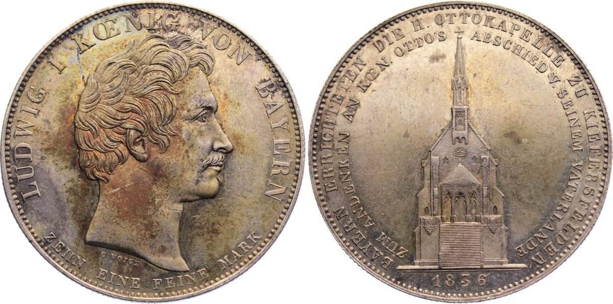 Bayern Geschichtstaler 1836 Ludwig I. 1825-1848. Patina, Vorzüglich ...