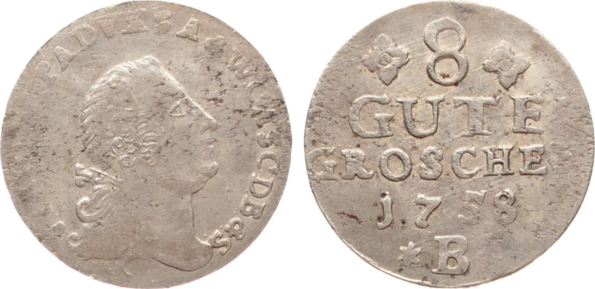 Anhalt-Bernburg 8 Gute Groschen 1758 B Victor Friedrich 1721-1765 ...