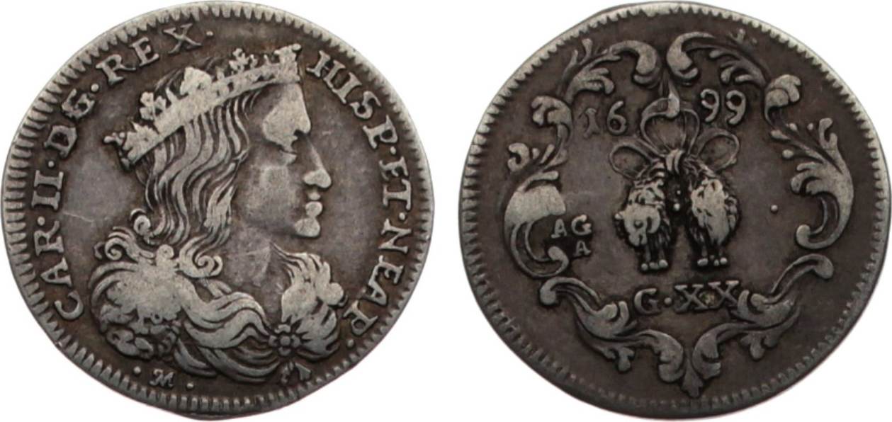 ItalienNeapel und Sizilien Tari 1699 AG Karl II. von Spanien 16651700
