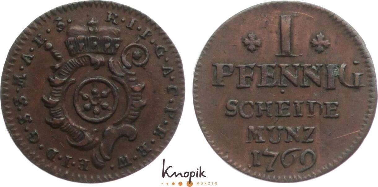 Mainz, Erzbistum Cu 1 Pfennig 1769 Emmerich Joseph von Breitbach