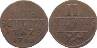 Reuss, jüngere Linie zu Lobenstein Cu 2 Pfennig Heinrich II. 1739-1782.