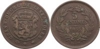 Luxemburg Cu 5 Centimes Willem III. der Niederlande 1849-1890.