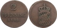 Bayern Cu 2 Pfennig Maximilian I. Joseph 1806-1825. -