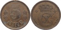 Dänemark Cu 5 Öre 1 Christian X. 1912-1947.
