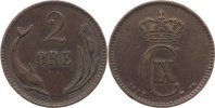 Dänemark Cu 2 Öre 1 Christian IX. 1863-1906. -