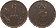 Dänemark Cu 5 Öre 1 Christian IX. 1863-1906. -