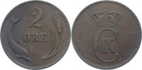 Dänemark Cu 2 Öre 1 Christian IX. 1863-1906. -