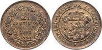 Luxemburg Cu 2 1/2 Centimes Adolph 1890-1905.
