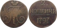 Russland Cu 2 Kopeken Paul I. 1796-1801.