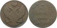 Polen Cu 3 Grosze Nikolaus I. von Rußland 1825-1855.
