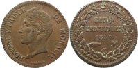 Monaco Cu 5 Centimes Honoré V. 1819-1841.