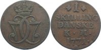 Dänemark Cu Skilling Christian VII. 1766-1808.