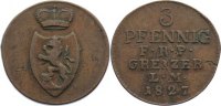 Reuss, ältere Linie zu Obergreiz Cu 3 Pfennig Heinrich XIX. 1817-1836.