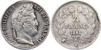 Frankreich 1/4 Franc Louis Philippe I. 1830-1848. -