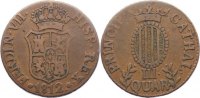 Spanien-Katalonien Cu 3 Quartos Ferdinand VII. 1808-1833.
