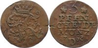 Brandenburg-Preußen Cu 3 Pfennig 1763 D Friedrich II. 1740-1786. kl.Schrötlingsriss, sehr schön