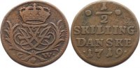 Dänemark Cu 1/2 Skilling Friedrich IV. 1699-1730.
