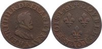 Frankreich Cu Double Tournois Heinrich IV. 1589-1610.