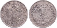 Polen 50 Groszy (25 Kopeken) Nikolaus I. von Rußland 1825-1855.
