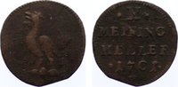 Sachsen-Meiningen Cu Heller 1701 Bernhard 1680-1706. fast sehr schön / sehr schön