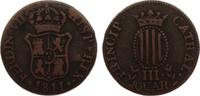 Spanien-Katalonien Cu 3 Quartos Ferdinand VII. 1808-1833. -
