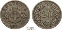 Schweiz-Eidgenossenschaft 20 Rappen 1859 B fast sehr schön