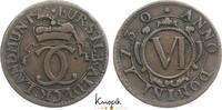 Waldeck Cu 6 Pfennig Karl August Friedrich 1728-1763. -