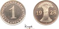 Weimarer Republik 1 Reichspfennig 1928 A Kursmünzen 1918-1933. min. Haarlinien, Polierte Platte