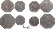 Halle an der Saale 4 Stück zu 1, 2, 10 und 50 Pfennig A. Riebecksche Montanwerke. vier Stück, sehr schön