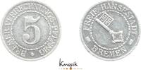 Staatliche Notmünzen 1918-1923 5 Bremer Verrechnungs-Pfennig Freie und Hansestadt Bremen. kl. Kratzer, vorzüglich