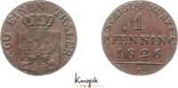 1 Pfennig 1826  A Brandenburg-Preußen Friedrich Wilhelm III. 1797-1840. Reste von Zaponlack, vorzüglich