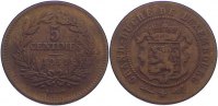 Luxemburg Cu 5 Centimes Willem III. der Niederlande 1849-1890.