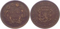 Luxemburg Cu 5 Centimes Willem III. der Niederlande 1849-1890.