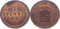 Sachsen-Weimar-Eisenach Cu Pfennig Carl Alexander 1853-1901.