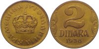 Jugoslawien 2 Dinara Petar II. 1934-1945.
