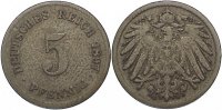 Kleinmünzen 5 Pfennig 1897 G sehr schön