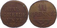 Reuss, jüngere Linie zu Lobenstein Cu 2 Pfennig Heinrich II. 1739-1782.