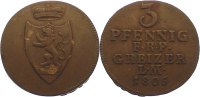 Reuss, ältere Linie zu Obergreiz Cu 3 Pfennig Heinrich XIII. 1800-1817.