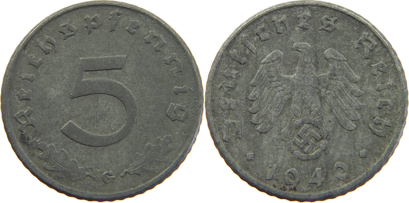 DRITTES REICH 5 REICHSPFENNIG 1940 G SS | MA-Shops