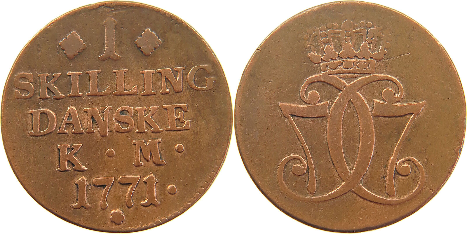 DENMARK SKILLING 1771 Christian VII. (1766-1808) S-SS | MA-Shops