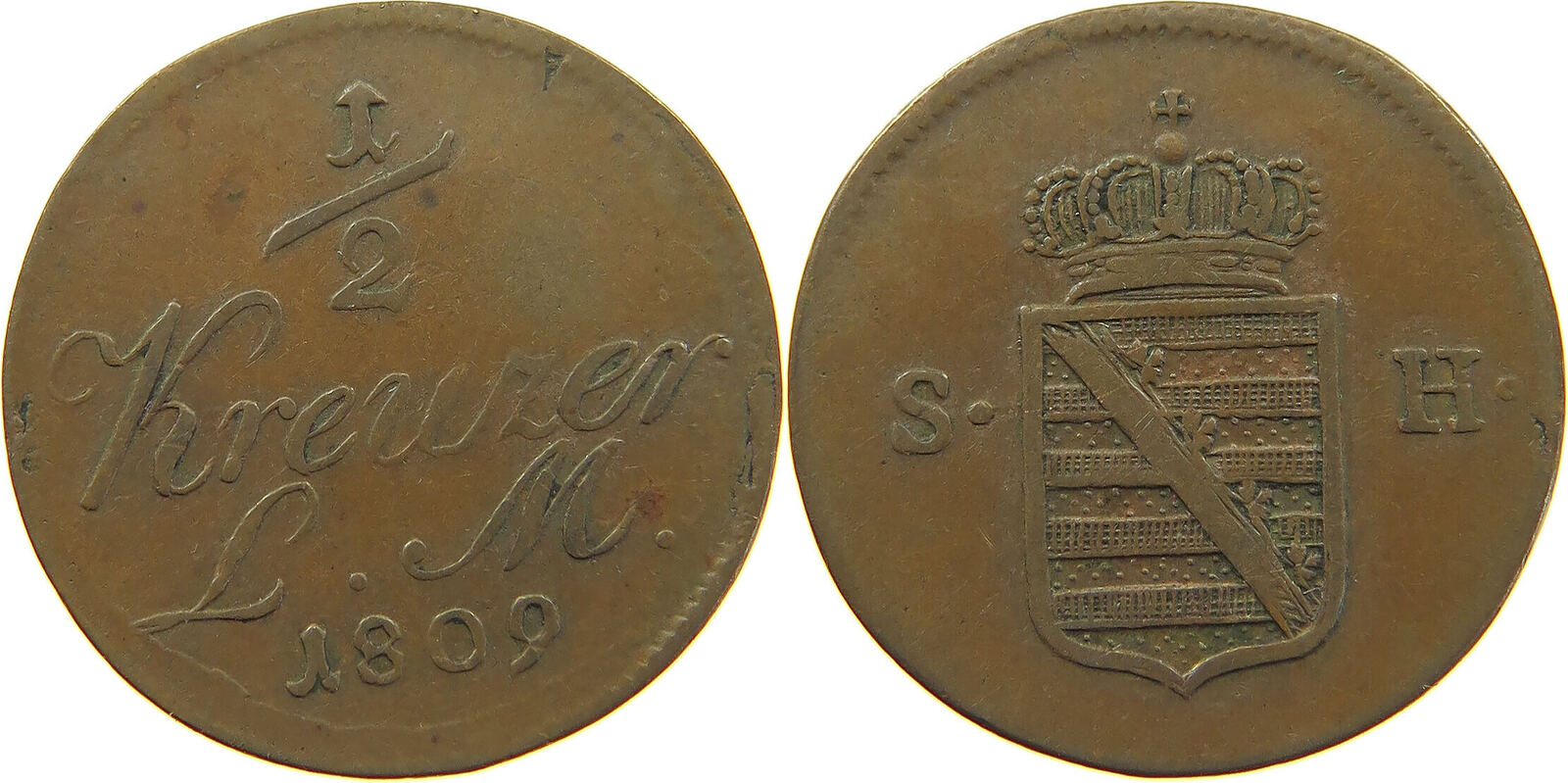SACHSEN HILDBURGHAUSEN 1/2 KREUZER 1809 Friedrich 17841826 SS
