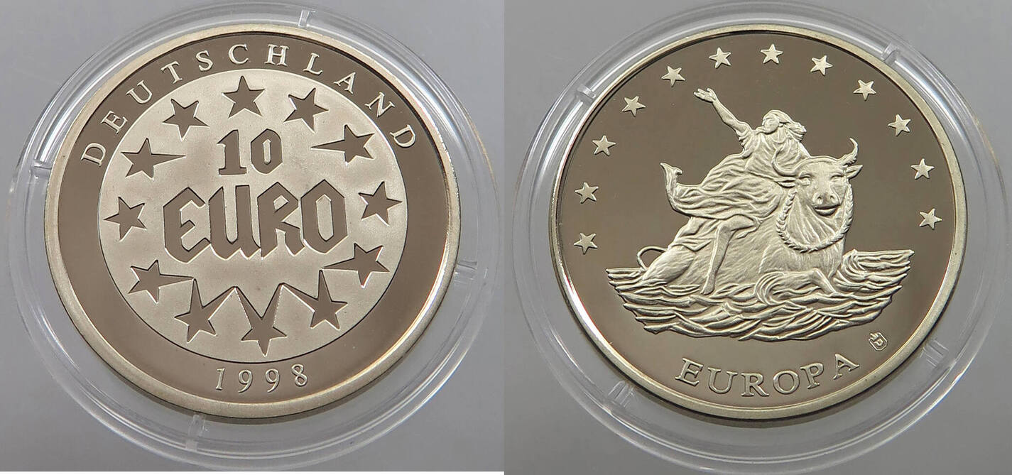 10 Euro Münze 1998 Raub Der Europa BRD 10 EURO 1998 PROOF | MA-Shops