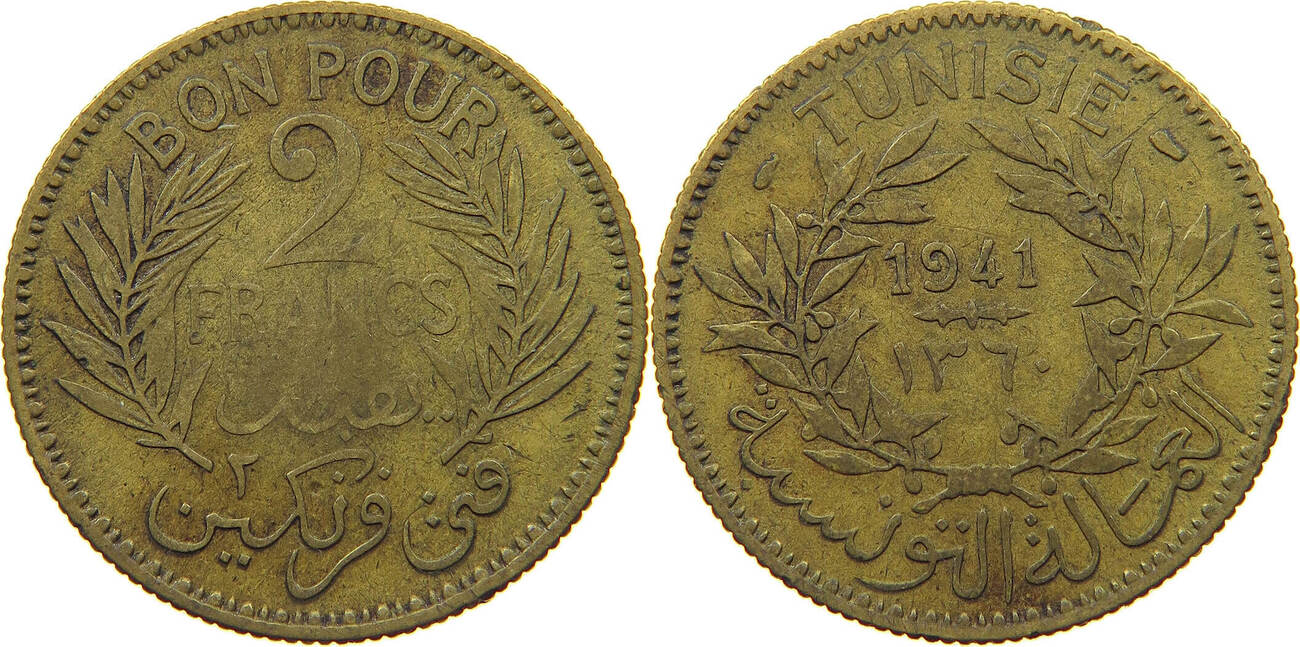 TUNISIA 2 FRANCS 1941 SSS