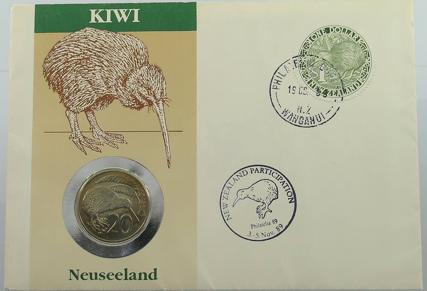 NEW ZEALAND STATIONERY 20 CENTS 1987 Elizabeth II. (19522022) VZ MA