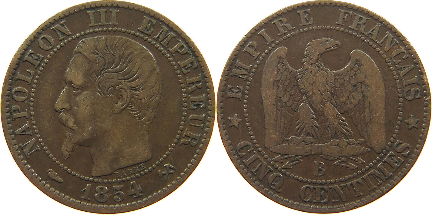 FRANCE 5 CENTIMES 1854 B Napoleon III. (1852-1870) SS | MA-Shops