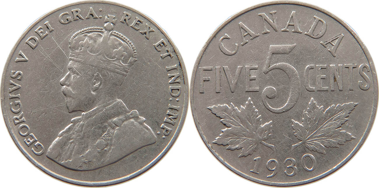 CANADA 5 CENTS 1930 GEORGE V 1910 1936 SS MA Shops canada-5-cents-1930-george-v-1910-1936-ss-ma-shops