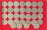 COLLECTION LOT 1 FRANC COLLECTION LOT BELGIUM 1 FRANC ALL DIFFERENT DATES 32PC 129G DIV.