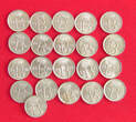 COLLECTION LOT 25 CENTIMES COLLECTION LOT BELGIUM 25 CENTIMES ALL DIFFERENT DATES TOP 21PC 38G DIV.