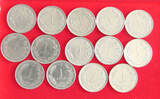 COLLECTION LOT 1 LIRA COLLECTION LOT TURKEY 1 LIRA ALL DIFFERENT DATES 14PC 98G DIV.