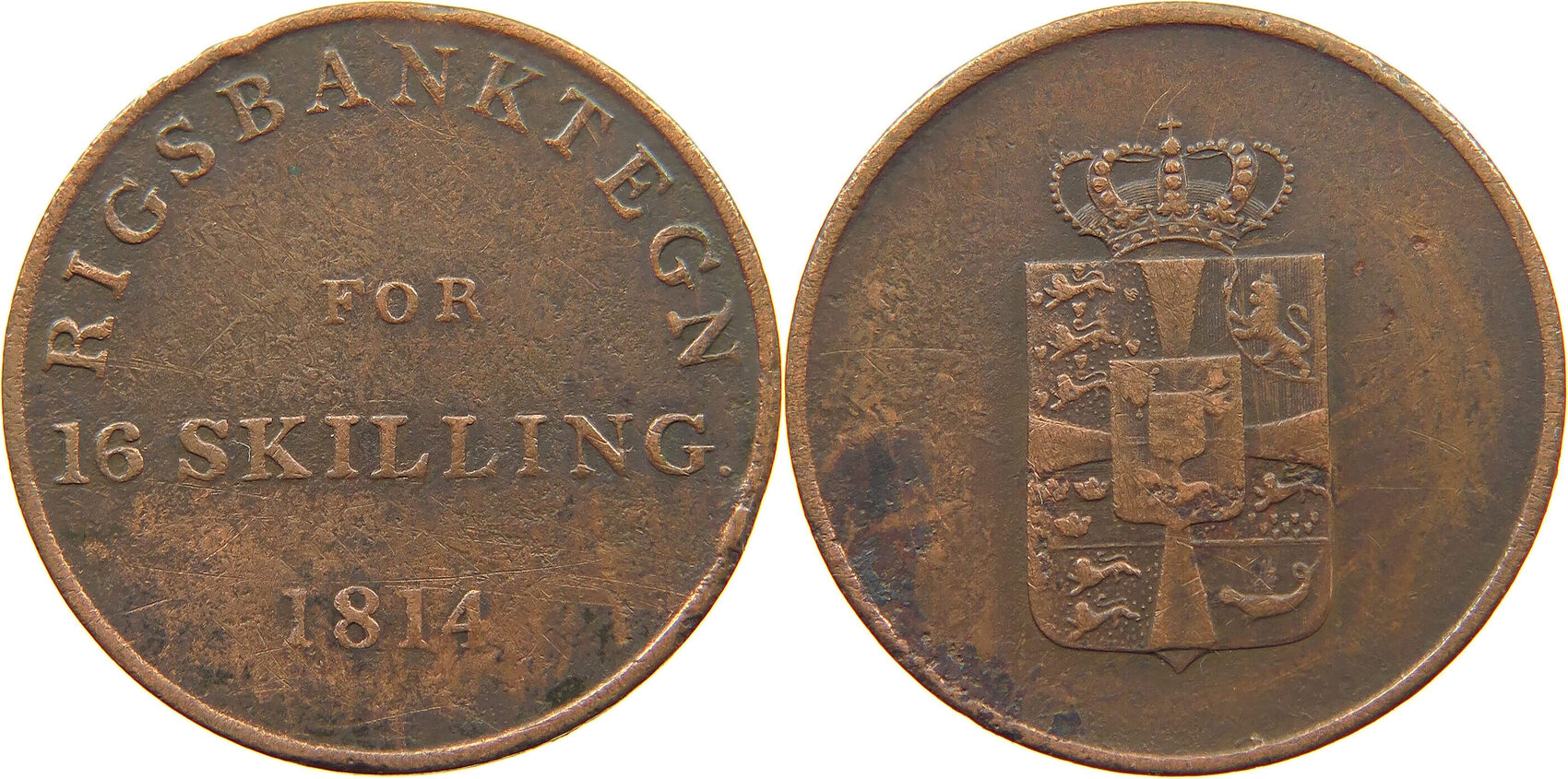 DENMARK SKILLING 1814 Frederik VI. 1808-1839. SS | MA-Shops